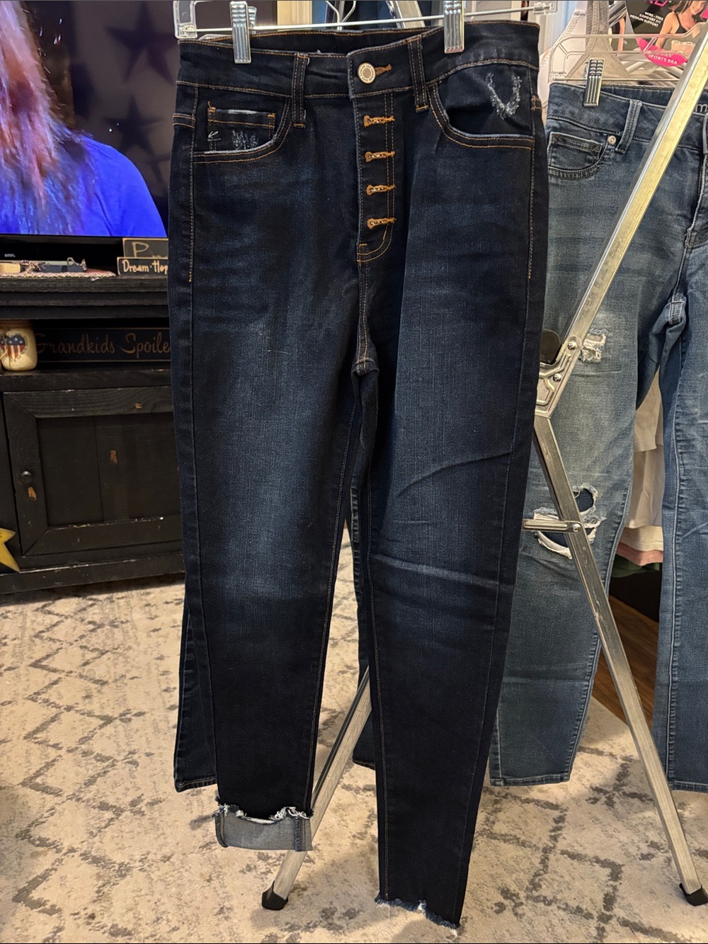 KanCan Dark Wash Button-Fly High-Rise Jeggings